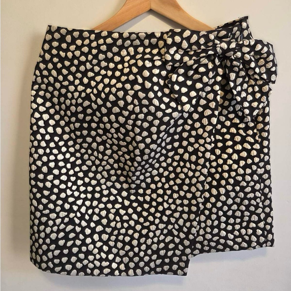 J. Crew Black Mini Skirt with Silver Dot Tie-Waist